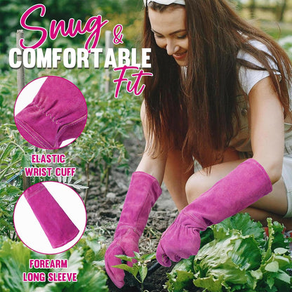 HANDLANDY Rose Pruning Gloves for Men & Women, Long Thorn Proof Gardening Gloves, Breathable Pigskin Leather Gauntlet, Best Garden Gifts & Tools for Gardener