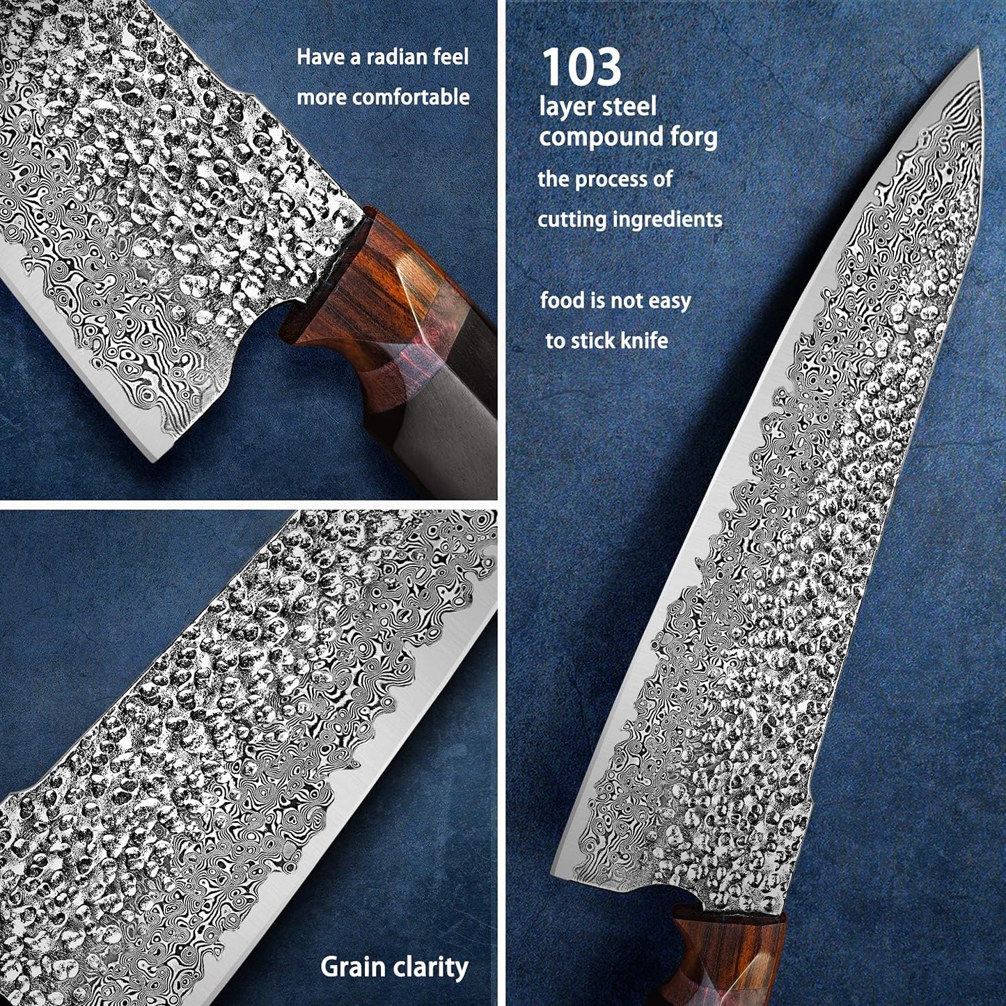 Japanese Professional Chef Knife,8.5in Handmade Damascus Steel VG10 Core Blade,Ebony Wood Handle,Cutting Cooking Gyuto Knives with Sheath for Kitchen