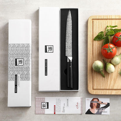 zayiko Limited Edition Copper Damascus Chef’s Knife – 8.3" Kiritsuke Blade | Damascus Steel with VG10 Core & Copper Texture | Maple Wood Handle | Professional Kitchen Knife in Gift Box