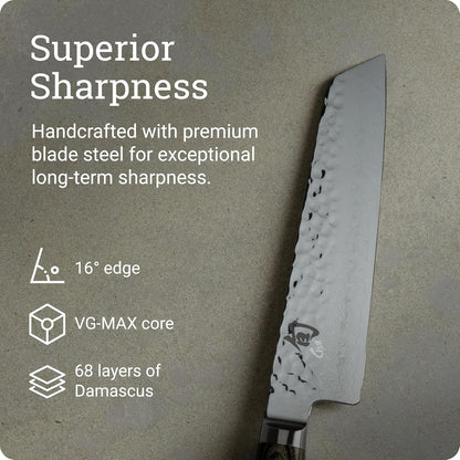 Shun Premier 6.5" Master Utility Knife, Handcrafted Japanese Knife, VG-MAX Core with Damascus Stainless Steel Cladding, Pakkawood Handle, Precision and Sharpness for Professional and Home Chefs
