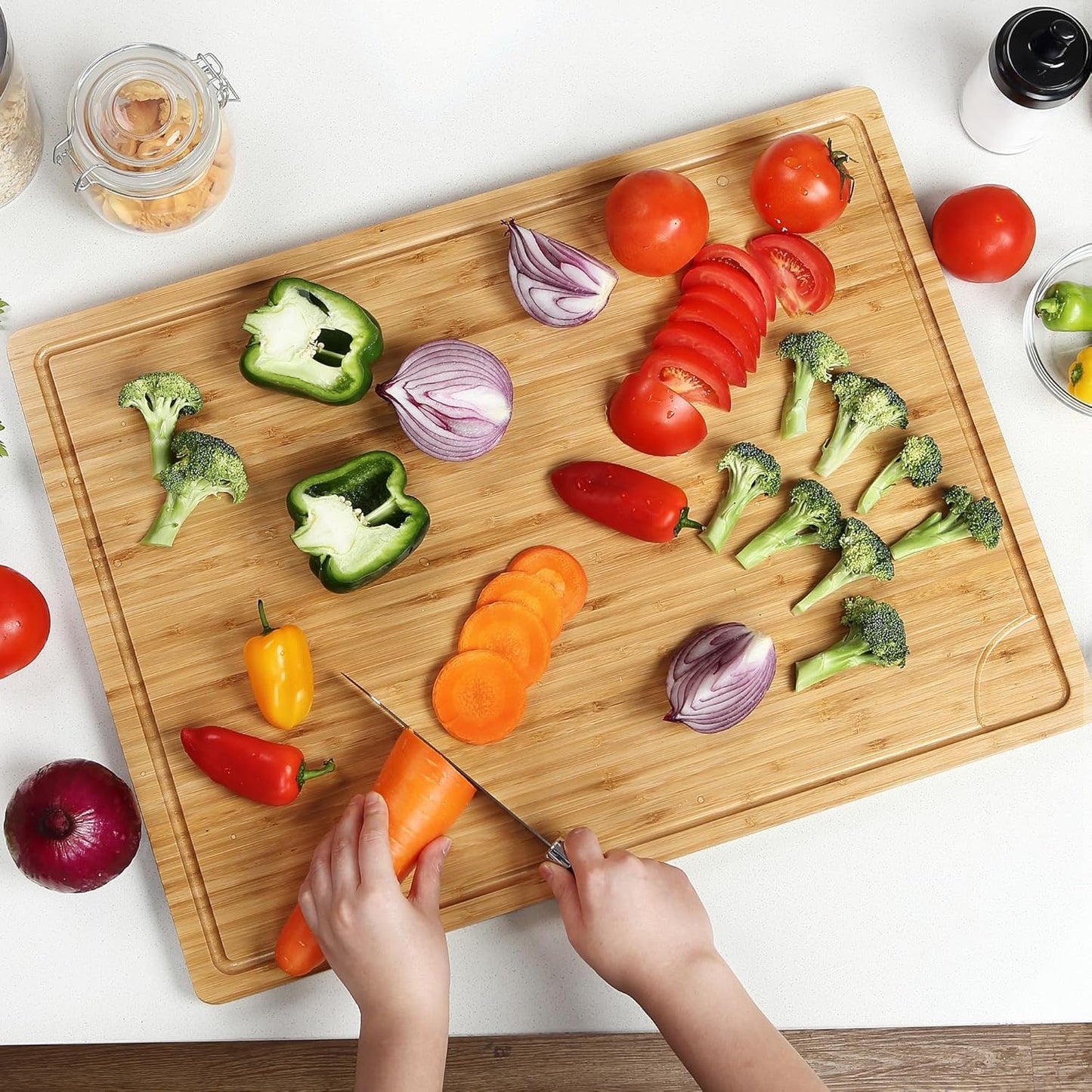 30 x 20 Inch Extra Large Wood Stove Top Cover Chopping Board, Bamboo Kitchen Cutting Board for BBQ, Turkey Carving Board, Large Charcuterie Boards for Party, Over the Sink Cutting Board