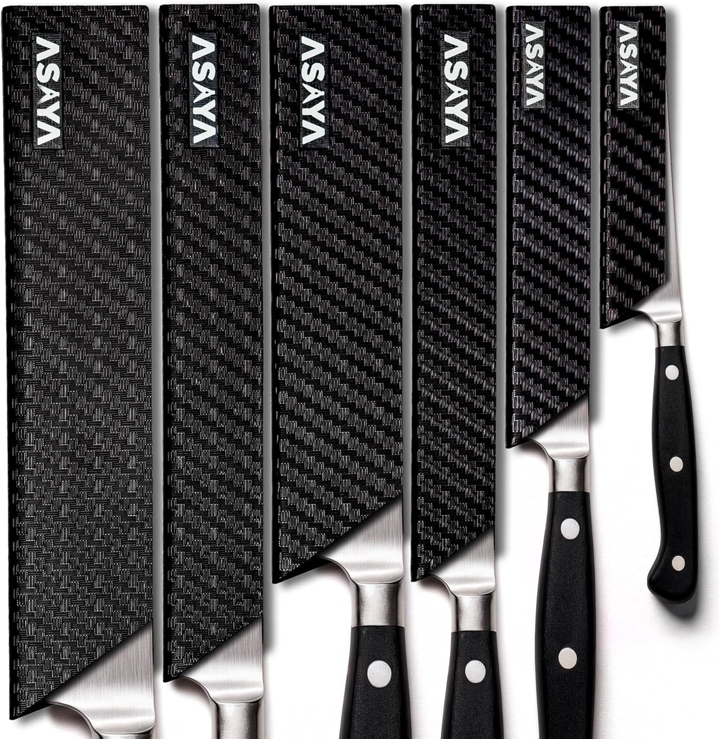 Asaya Professional Chef Knife Edge Guards – 11 Piece Knives Universal Covers - Extra Strength ABS Plastic and Food Safe Kitchen Knife Sheath Covers – Knives Not Included