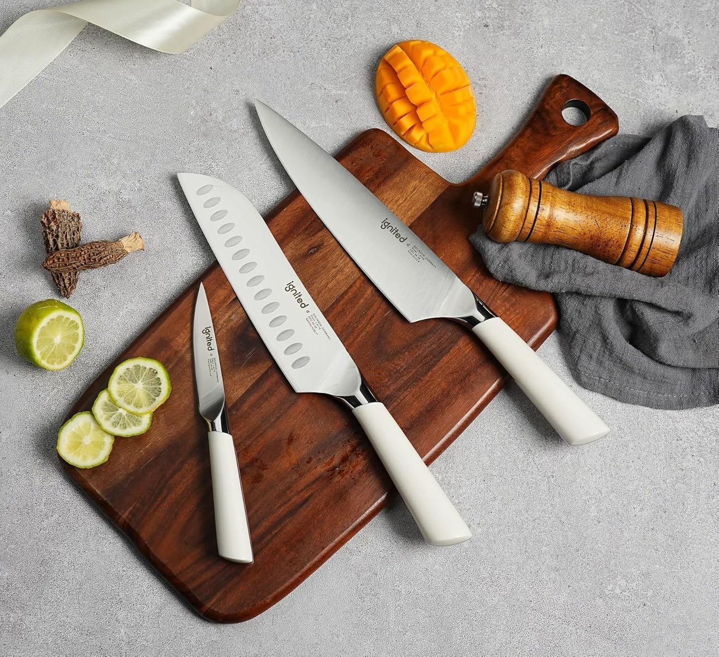 3.5 Inch Paring Knife – German Stainless Steel, Ergonomic Ivory White Handle, Minimalist Small Kitchen Knife for Peeling & Cutting, Ideal Gift for Chefs, Cooks