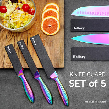 Kitchen Knife Guards Set, Universal Blade Covers, Abs Plastic BPA-Free Blade Protector with Velvet Lining, Professional Kitchen Knife Storage Solution for Home Cooks, Black (2 Pcs)