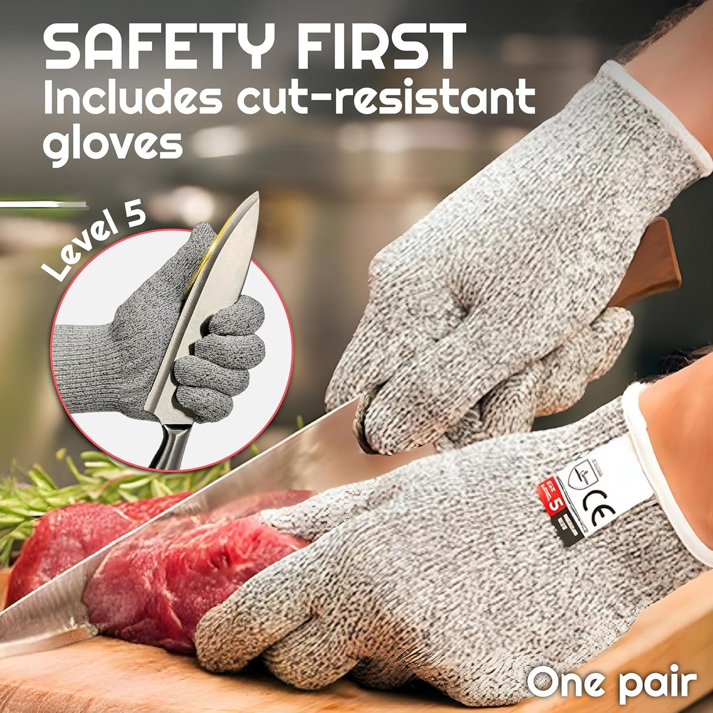 Double-Sided Stainless Steel Cutting Board for Meat & Vegetables – Non-Toxic, Easy to Clean, Includes Cut-Resistant Gloves & Sharpener