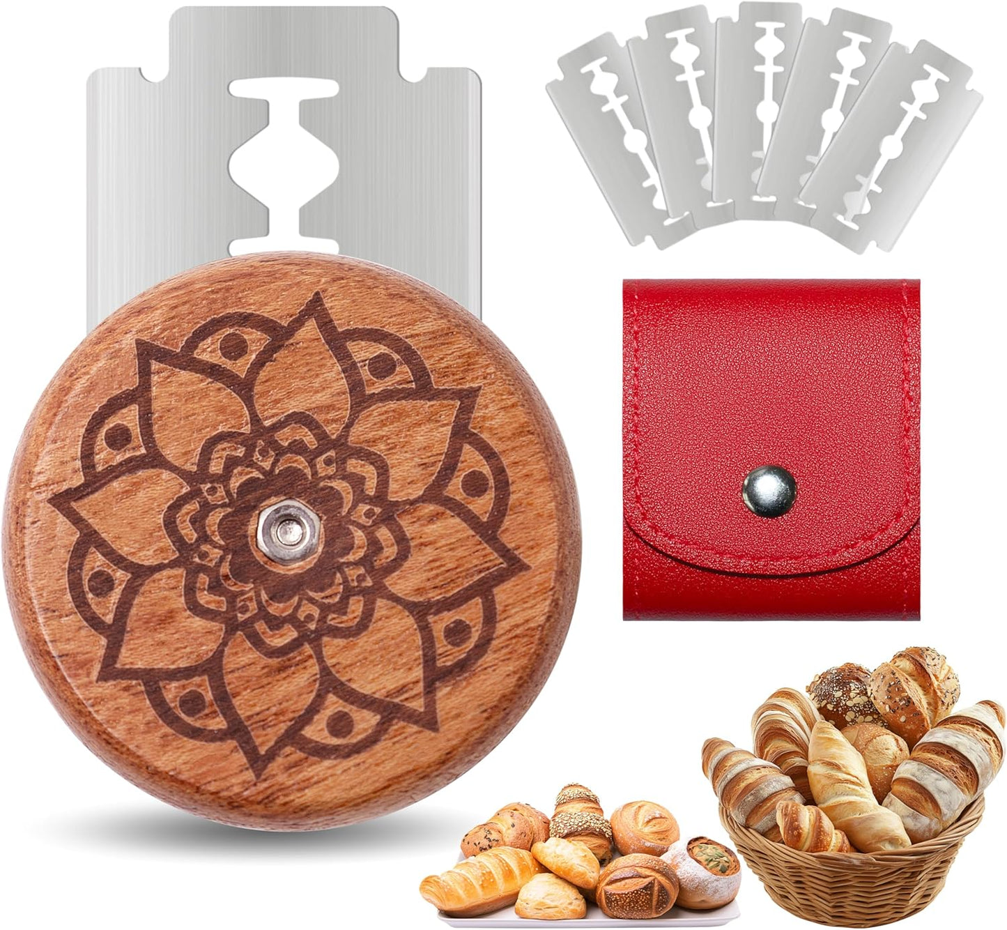 UFO Bread Lame Cutter for Homemade Sourdough,Bread Scorer Tool for Sourdough with 5 Blades and Storage Cover,Slashing Tool Bread Cutting Knife for Artisan Bread and Baguette Makers,Circle