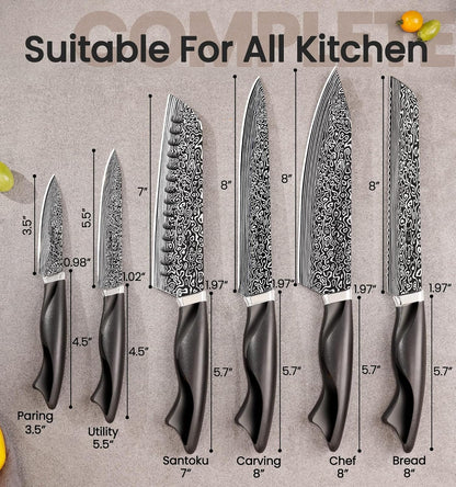 Knife Set, 15 Pieces Kitchen Knife Set with Built in Sharpener, High Carbon German Stainless Steel Knife Block Set, Dishwasher Safe, Mothers Day Gifts
