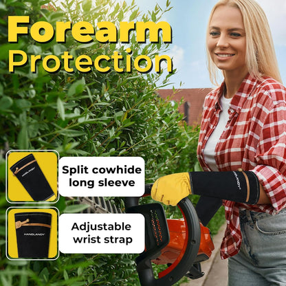 HANDLANDY Rose Pruning Gloves for Men & Women, Long Thorn Proof Gardening Gloves, Breathable Pigskin Leather Gauntlet, Best Garden Gifts & Tools for Gardener