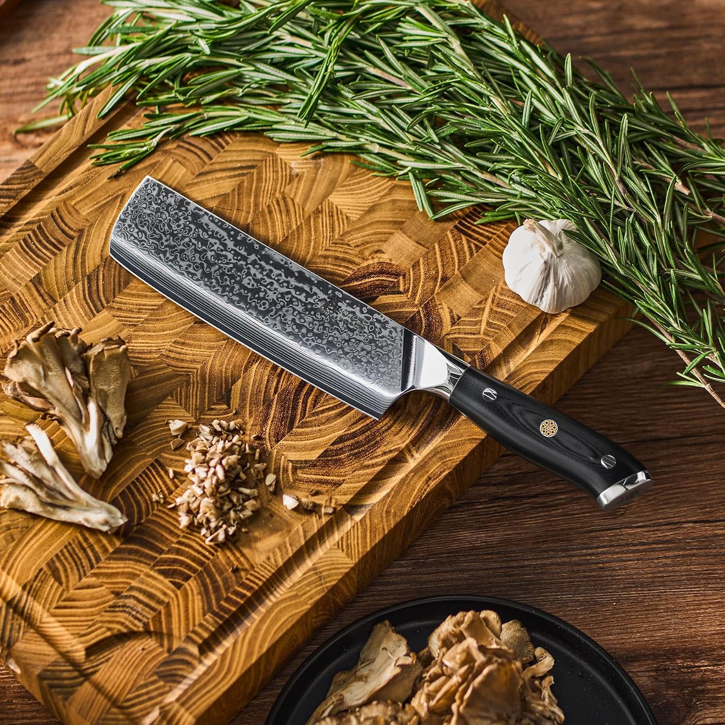 KYOKU Chef Knife - 8"- Shogun Series Japanese Style VG10 Steel Core Hammered Damascus Blade Kitchen Knife - with Sheath & Case