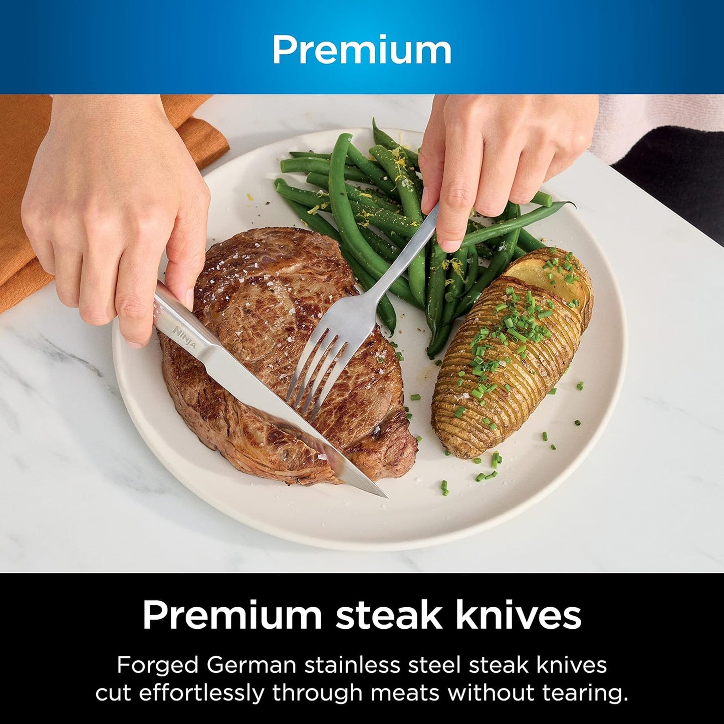 Ninja K32017 Foodi NeverDull Premium Knife System, 17 Piece Knife Block Set with Built-in Sharpener, German Stainless Steel Knives, Black