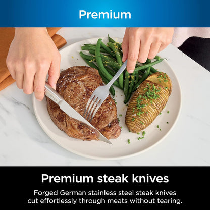 Ninja K32012 Foodi NeverDull Premium Knife System, 12 Piece Knife Block Set with Built-in Sharpener, German Stainless Steel Knives, Black