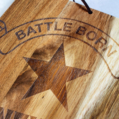 Totally Bamboo Rock & Branch Origins Series New York State Shaped Cutting Board and Charcuterie Serving Tray, Includes Hang Tie for Wall Display