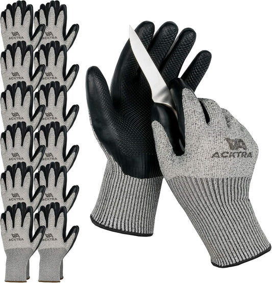 ACKTRA Level 5 Cut Resistant Safety WORK GLOVES, 12 pairs