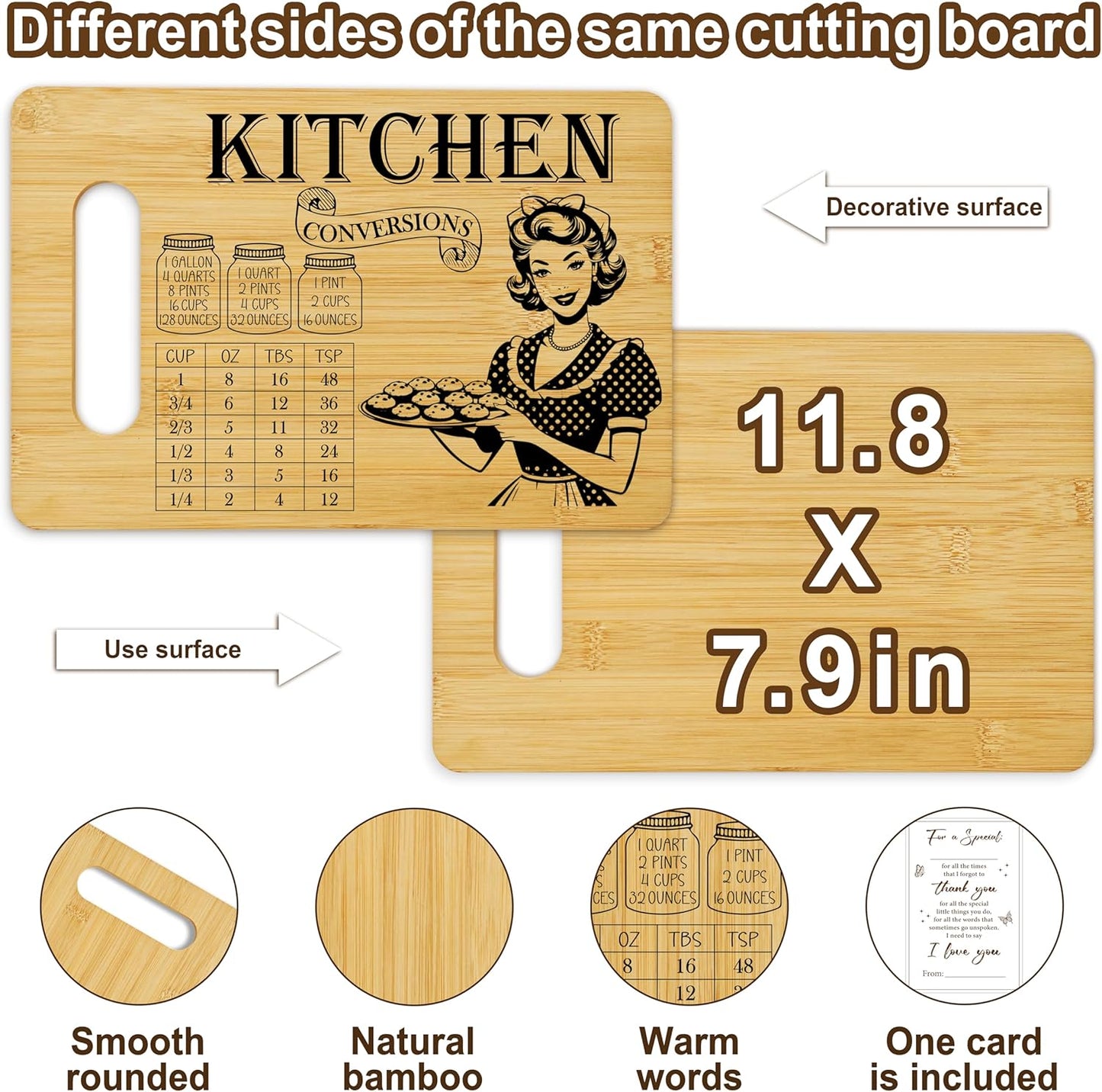Kitchen Conversion Chart Cutting Board, Cooking Measurement Chart Bamboo Chopping Board, Inspirational Gift for Woman Dad Mom, Measurement Conversion Cutting Boards Kitchen Gift & Decor -29