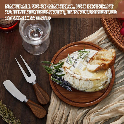 Maxcheck 18 Sets Baby Shower Bridal Game Prizes for Winners Round Cheese Board Set Wood Mini Charcuterie Board with Knives and Forks Thank You Card with Gift Box for Guests Wedding (Bamboo)