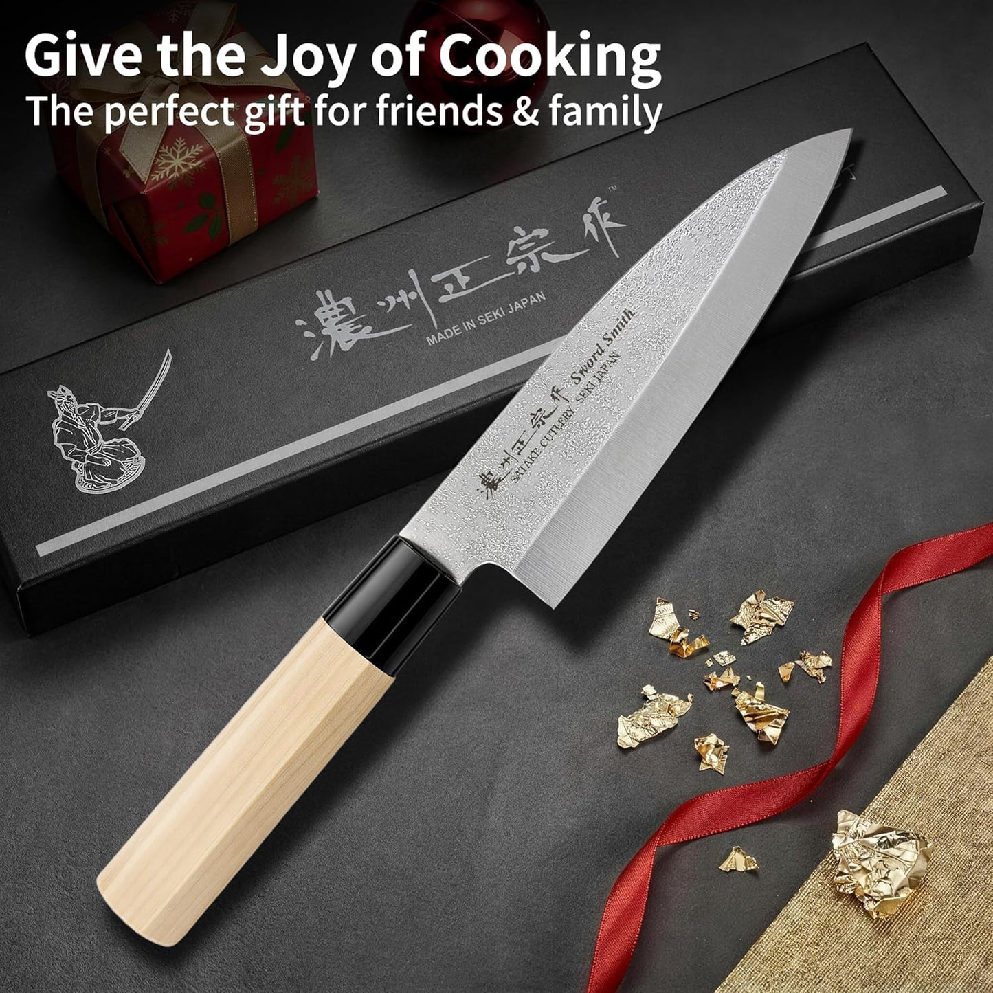 6.7 Inch Santoku Knife, Made in Japan, High Carbon Molybdenum Stainless Steel Japanese Chef Knife with Sakura Handle, Kitchen Knife for Slicing Meat, Vegetable & Fruit