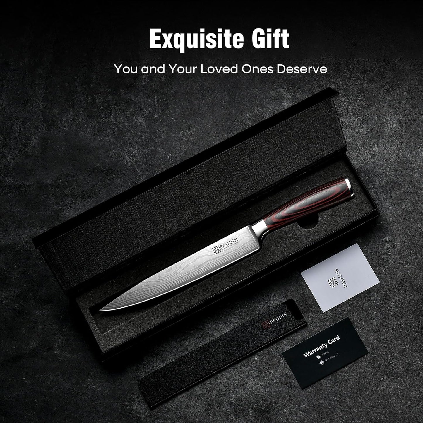 PAUDIN Chef Knife, 10 Inch Meat Knife, Ultra Sharp Brisket Slicing Knives, High Carbon Stainless Steel Kitchen Knife with Ergonomic Handle for BBQ, Roast, Meats and Vegetables