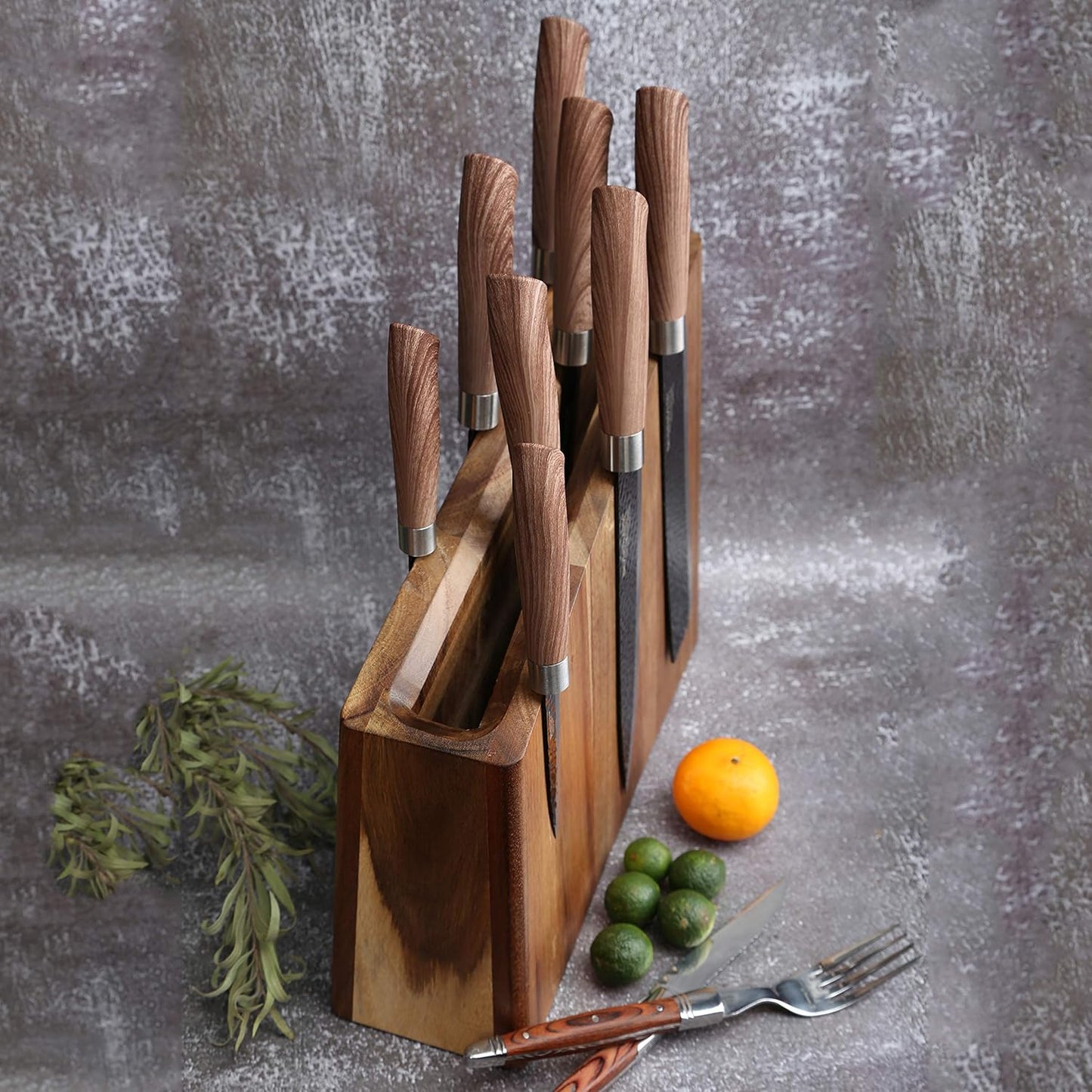 Resafy Magnetic Knife Wooden Block Knife Display Holder Rack Double Side Magnetic Stands with Strong Enhanced Magnets Kinves Strip Magnetic Knife Holder