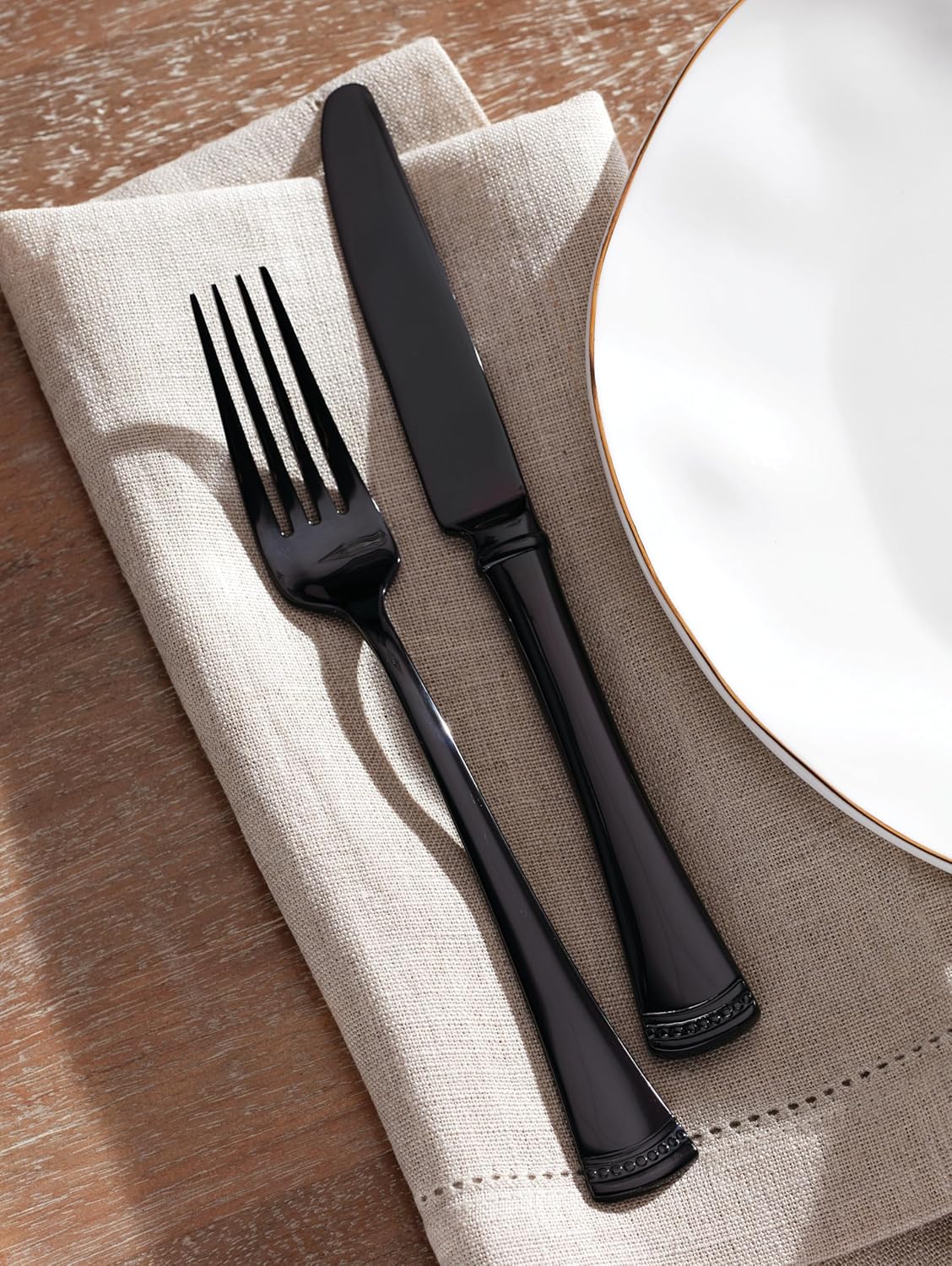 Lenox Silverware Set, Portola 12-Piece Steak Knife Flatware Set, Service For 12, Made Of 18/10 Stainless Steel, Dishwasher Safe, Home And Kitchen Utensils, Knives, Cutlery (Silver, 12 Piece)