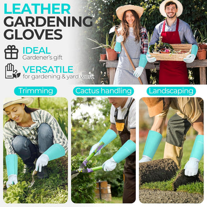HANDLANDY Rose Pruning Gloves for Men & Women, Long Thorn Proof Gardening Gloves, Breathable Pigskin Leather Gauntlet, Best Garden Gifts & Tools for Gardener