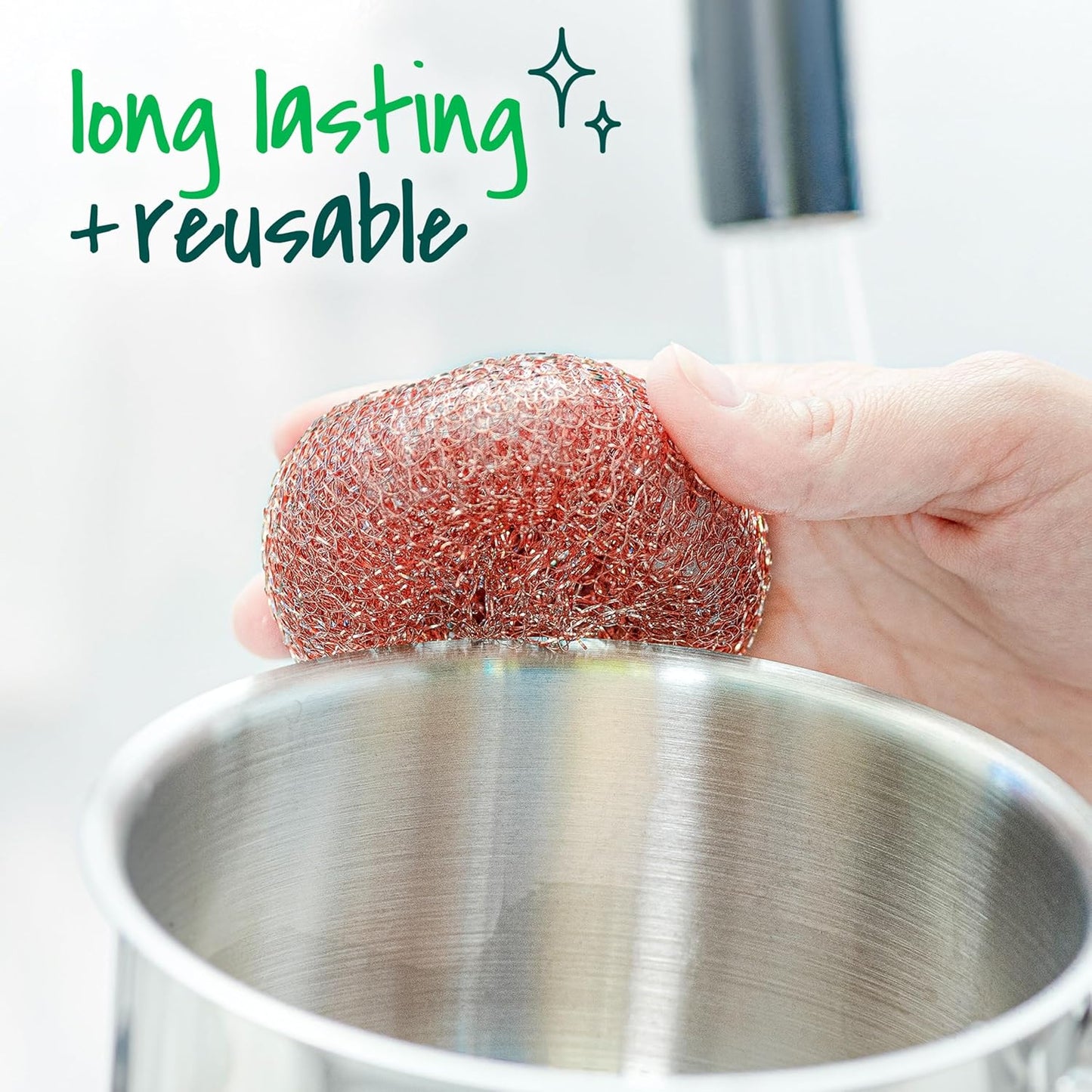 Scotch-Brite Stainless Steel Scrubbers, Scouring Pads for Cleaning Tough Baked-On Messes, Metal Scrubbers for Cleaning Dishes, 3 Scrub Pads