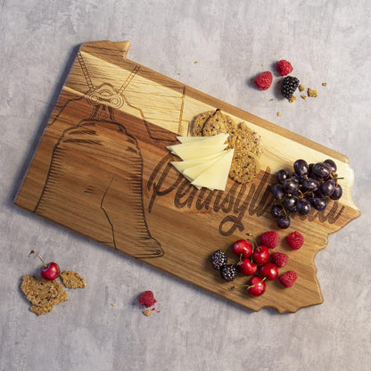 Totally Bamboo Rock & Branch Origins Series New York State Shaped Cutting Board and Charcuterie Serving Tray, Includes Hang Tie for Wall Display