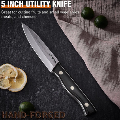 Naitesen Butcher Knife Set 4, Meat Cleaver Chef Knife Boning Knife Utility Knife Hand Forged German High Carbon Stainless Steel Sharp Japanese Butcher Chopping Knives