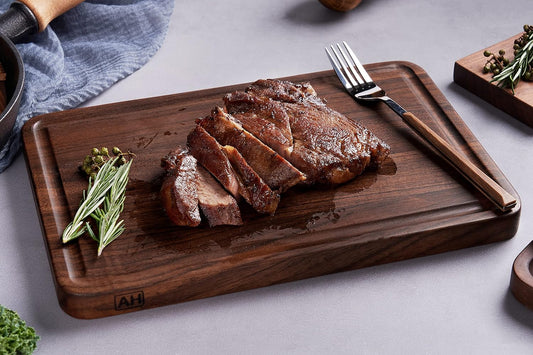 AZRHOM Large End Grain Walnut Wood Cutting Board 17x13x1.5 in Thick Butcher Block for Kitchen with Non-slip Mats Juice Groove & Handles (Gift Box)