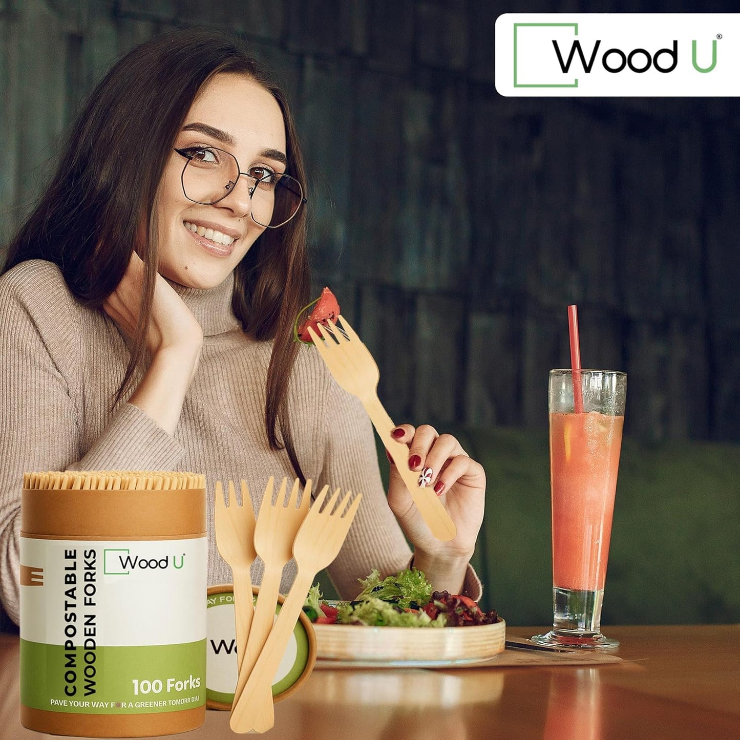 WoodU Disposable Wooden knives 100% All-Natural, Eco-Friendly, Biodegradable, and compostable knives - Pack of 100-6.5" Butter Cheese Knife Wooden Utensil