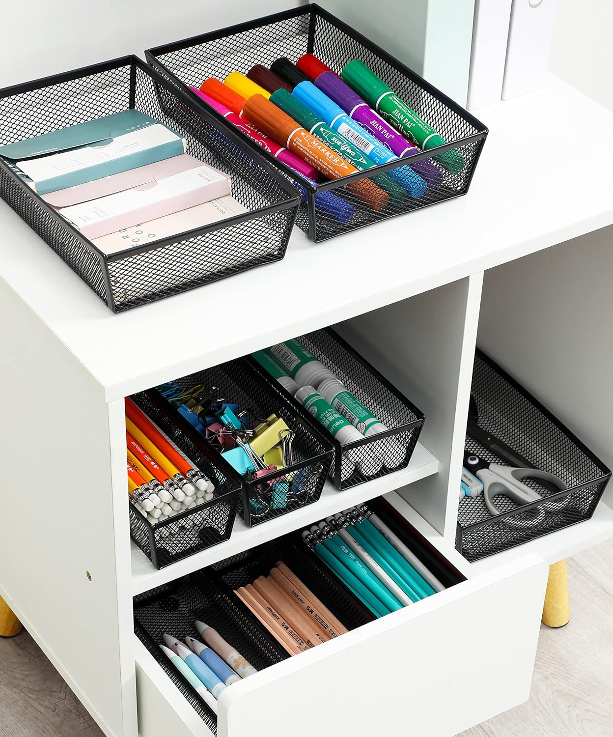 BYCY 3 Pack Mesh Flatware Drawer Organizer for Kitchen/Office/Home Tools,Spoon Knife Fork Organizers Box Utensil Tabletop Storage Tray (12 x 6 x 2 Inch)