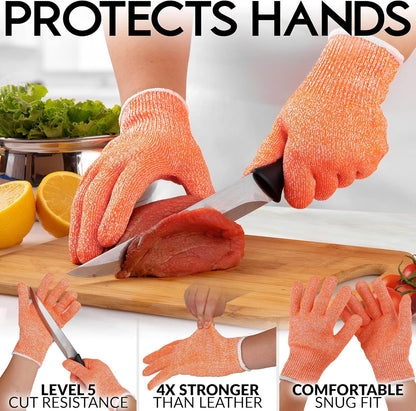 Zulay Cut Resistant Gloves Food Grade Level 5 Protection - Comfortable Safety Cutting Gloves - Cut Resistant Work Gloves