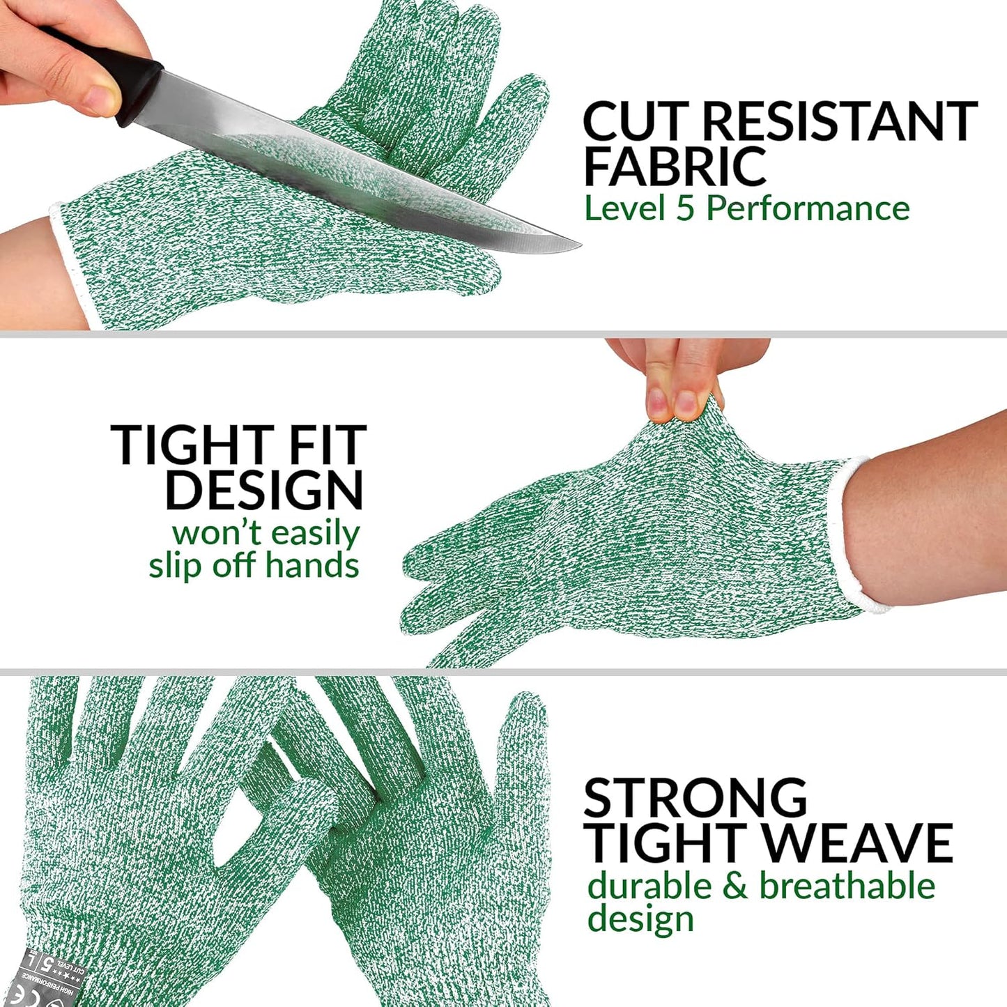 Zulay Cut Resistant Gloves Food Grade Level 5 Protection - Comfortable Safety Cutting Gloves - Cut Resistant Work Gloves