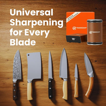 Rolling Knife Sharpener Tool with 15° & 20° Magnetic Angle Guide, Diamond & Ceramic Discs,Easy Manual Knife Sharpening Kit for Kitchen & Outdoor Knives, Durable Wood Design (Brown Finish)