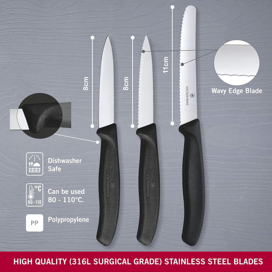 Victorinox 6.7113.3 V6.7113.3 Swissclassic Paring Knife Set, Black