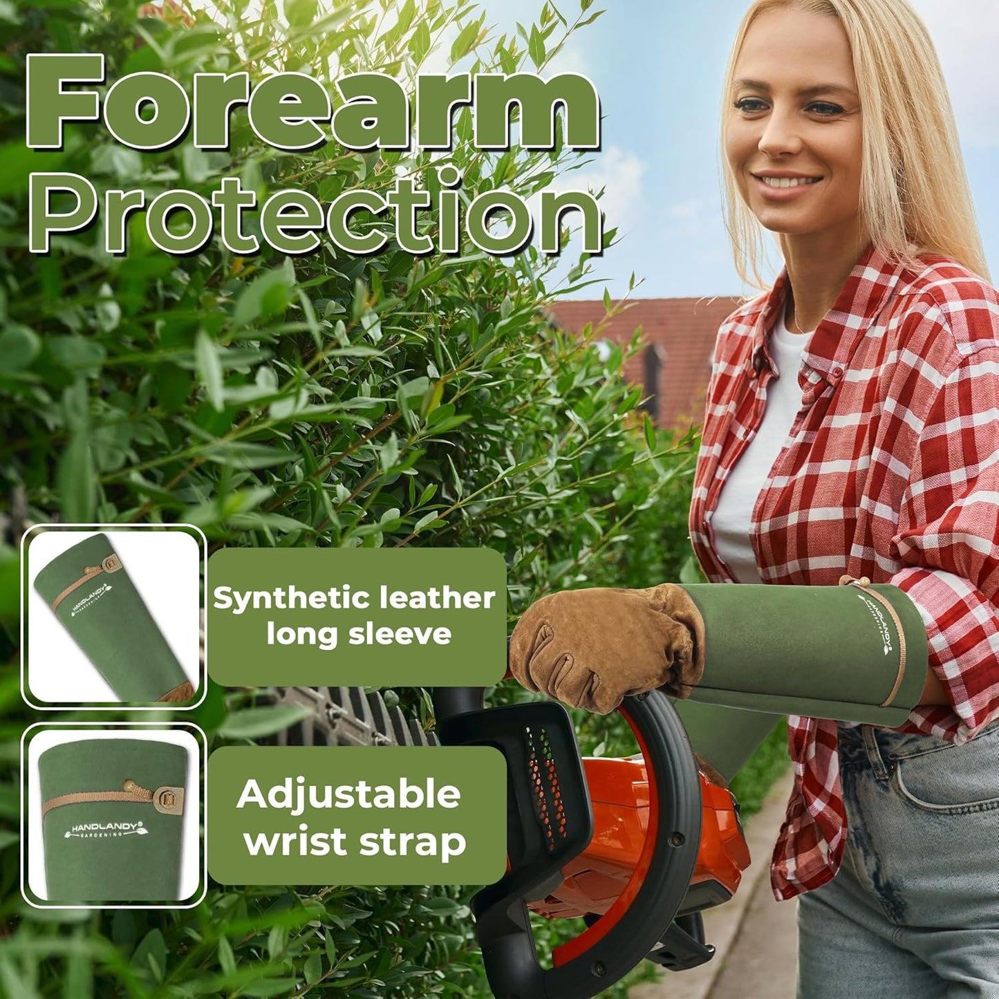 HANDLANDY Rose Pruning Gloves for Men & Women, Long Thorn Proof Gardening Gloves, Breathable Pigskin Leather Gauntlet, Best Garden Gifts & Tools for Gardener