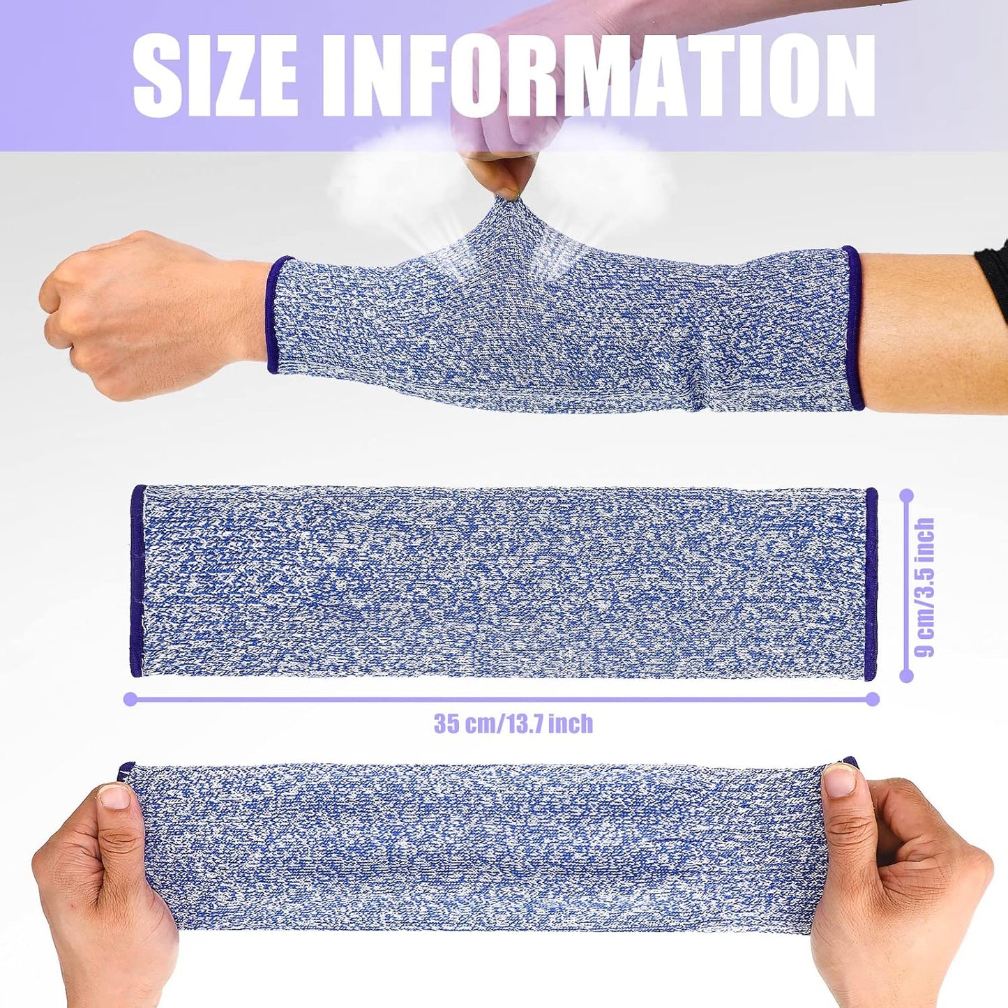 Chuarry 3 Pairs Cut Resistant Arm Protectors for Thin Skin and Bruising Level 5 Arm Protective Sleeves for Men Women (Gray, Pink, Blue)