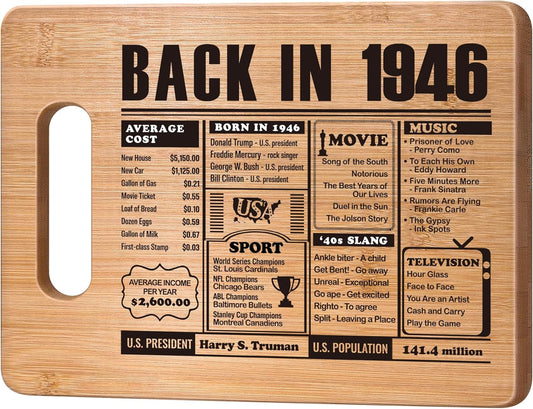 70th Birthday Gifts for Women Men, 70 Year Old Birthday Gifts Woman Man,70 Years Gifts for Mom Dad Grandparents Wedding Anniversary, Back In 1956 70s Birthday Decorations Bamboo Cutting Board