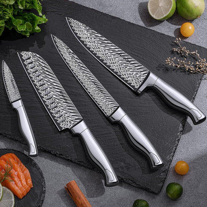 Knife Set, Astercook 21 Pieces Kitchen Knife Set with Built-in Sharpener, German Stainless Steel Knife Block Set, Razor-Sharp Knives with Full-tang Handle, Dishwasher Safe, Silver