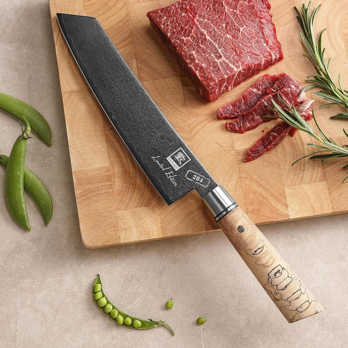 zayiko Limited Edition Copper Damascus Chef’s Knife – 8.3" Kiritsuke Blade | Damascus Steel with VG10 Core & Copper Texture | Maple Wood Handle | Professional Kitchen Knife in Gift Box