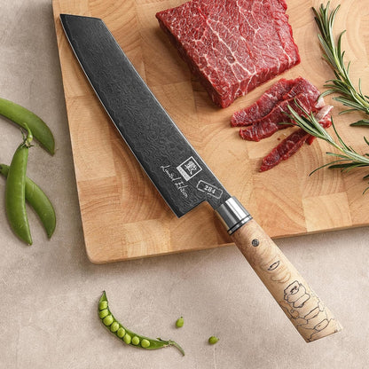 zayiko Limited Edition Copper Damascus Chef’s Knife – 8.3" Kiritsuke Blade | Damascus Steel with VG10 Core & Copper Texture | Maple Wood Handle | Professional Kitchen Knife in Gift Box