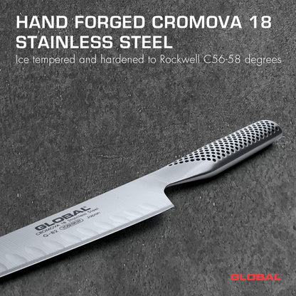 Global 8 1/4 inch Hollow Ground Carving Knife - Lightweight Japanese Stainless Steel, Razor-Sharp Edge, Made in Japan, G-82