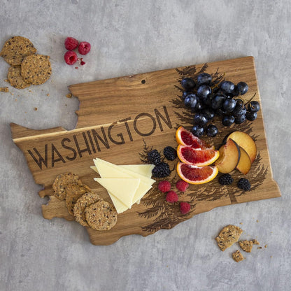 Totally Bamboo Rock & Branch Origins Series New York State Shaped Cutting Board and Charcuterie Serving Tray, Includes Hang Tie for Wall Display