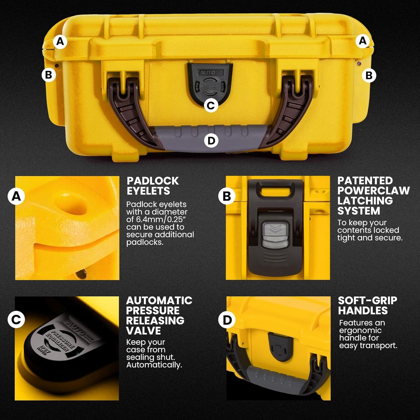 NANUK 904 Hard Case with Foam – IP67 Waterproof Protective Case for Camera, Drone & Gear – Impact-Resistant & Dustproof – Perfect for Travel 10.2" x 7.9" x 4.5" – Yellow