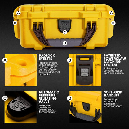 NANUK 904 Hard Case with Foam – IP67 Waterproof Protective Case for Camera, Drone & Gear – Impact-Resistant & Dustproof – Perfect for Travel 10.2" x 7.9" x 4.5" – Yellow
