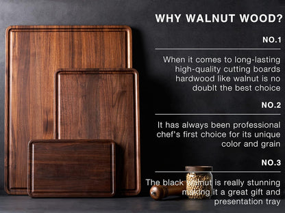 AZRHOM Large End Grain Walnut Wood Cutting Board 17x13x1.5 in Thick Butcher Block for Kitchen with Non-slip Mats Juice Groove & Handles (Gift Box)