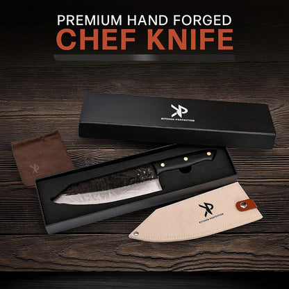 Kitchen perfection Handmade Meat Cleaver Knife for Meat Cutting - Professional 7" Serbian Chef Knife - Made of High Carbon Steel - Hand Sharpen Butcher Knife with Canvas Sheath, Unique Gifts for Men