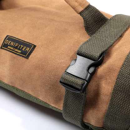 Wrench Tool Roll, Heavy Duty Waxed Canvas Multi-purpose Tool Pouch Bag With 25 Pockets, Easy Storage, Durable (Khaki)