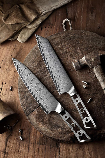 KATSURA Woodworking Project Kit – Kiritsuke Chef Knife Blank – 8 Inch with 50mm wide blade – Thunder-X Series – Japanese Premium 67 Layers Damascus AUS 10 Steel – NO LOGO
