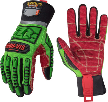 Seibertron High-Vis Series Cut Resistant Reducing Anti-Impact Mechanics Heavy Duty Safety Rescue Oil and Gas Gloves