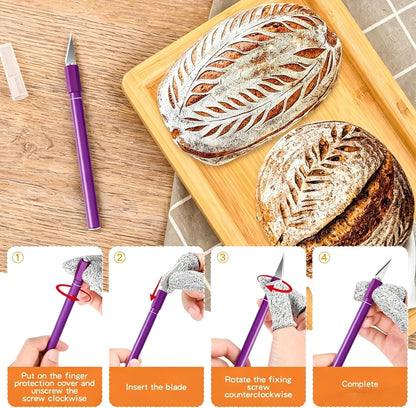Upgraded Bread Lame with 10 Blades - Professional sourdough Scoring Tool for bread scoring tool, Safety Cover & Ergonomic Handle - Premium Bread Scoring Knife for Artisan Bread Making